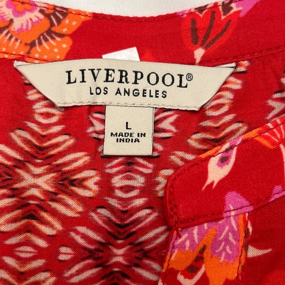 NWT Liverpool Los Angeles Red/Orange Print Top.  Sz. Lg. - Picture 12 of 16